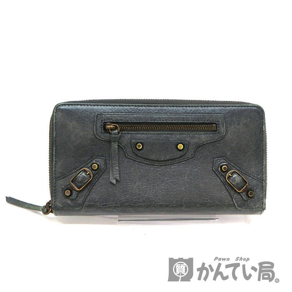 Balenciaga Zip Gray Leather Wallet - Picture 1 of 6